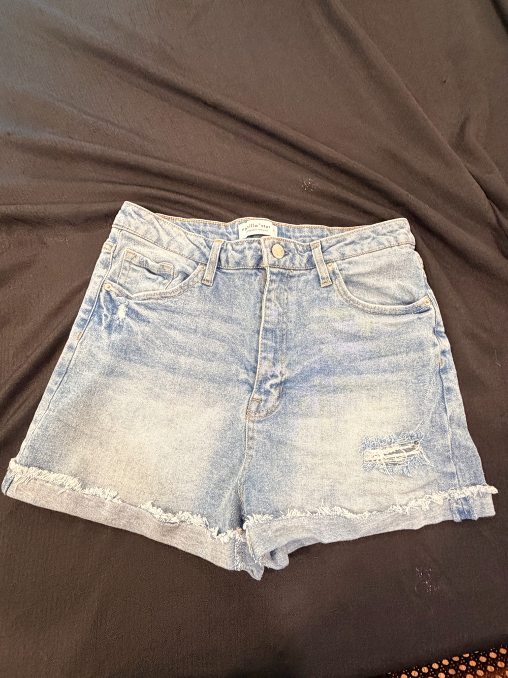 Vanilla Star Light Blue Distressed Denim Shorts